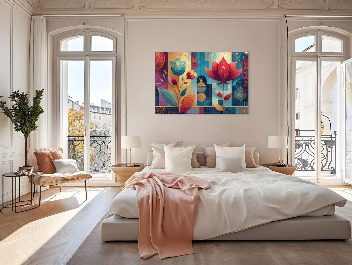 Prismatic Lotus Garden – Mughal Pop Canvas — view 11