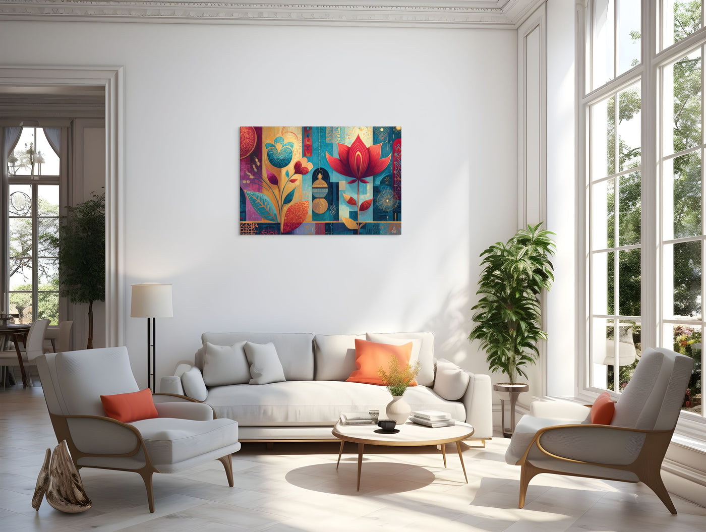 Prismatic Lotus Garden – Mughal Pop Canvas — view 12