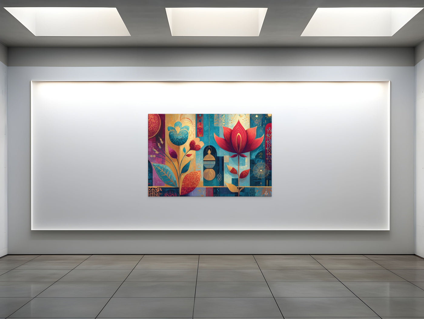 Prismatic Lotus Garden – Mughal Pop Canvas — view 8