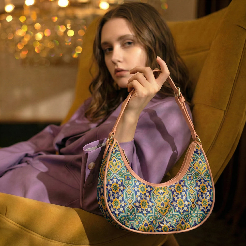 Kashi Tile — Lapis & Turquoise Crescent Shoulder Bag — view 18