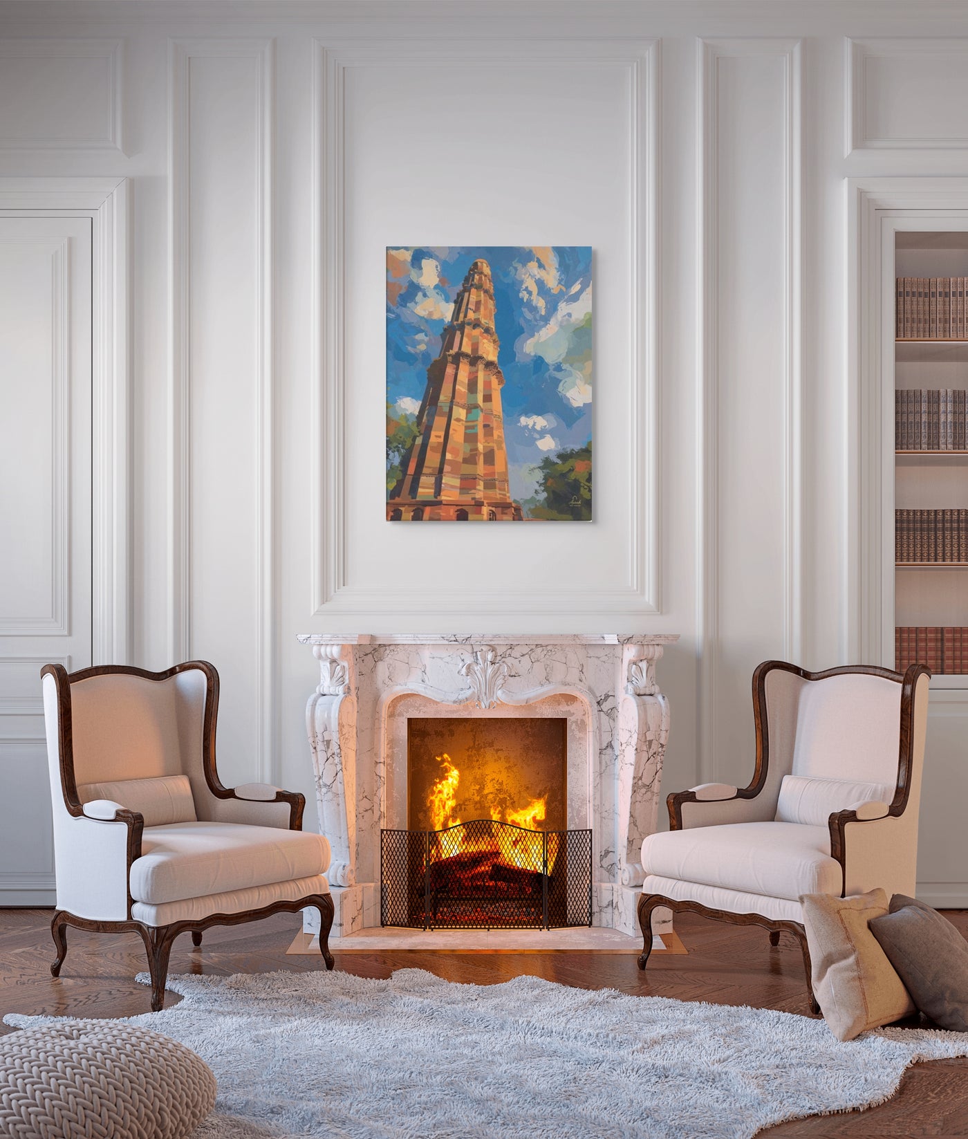 Echoes of Stone – Qutb Minar Mughal Architecture Canvas Wall Art — view 7