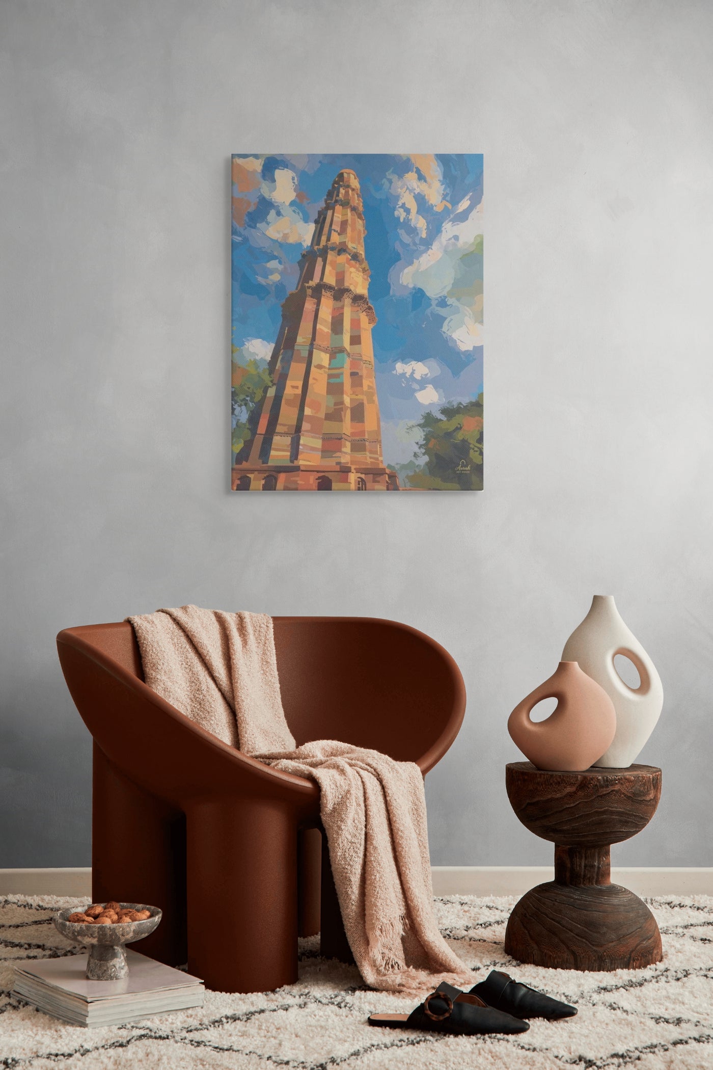 Echoes of Stone – Qutb Minar Mughal Architecture Canvas Wall Art — view 8