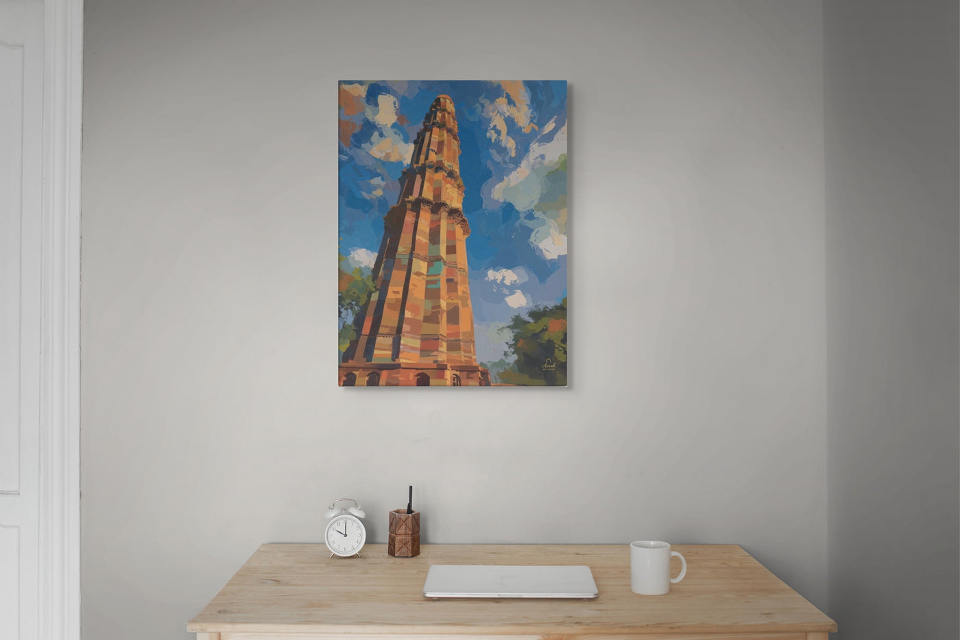 Echoes of Stone – Qutb Minar Mughal Architecture Canvas Wall Art — view 9