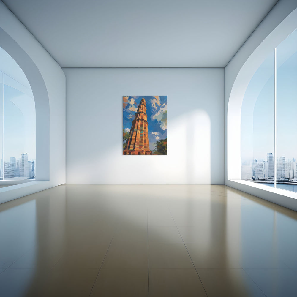 Echoes of Stone – Qutb Minar Mughal Architecture Canvas Wall Art — view 6