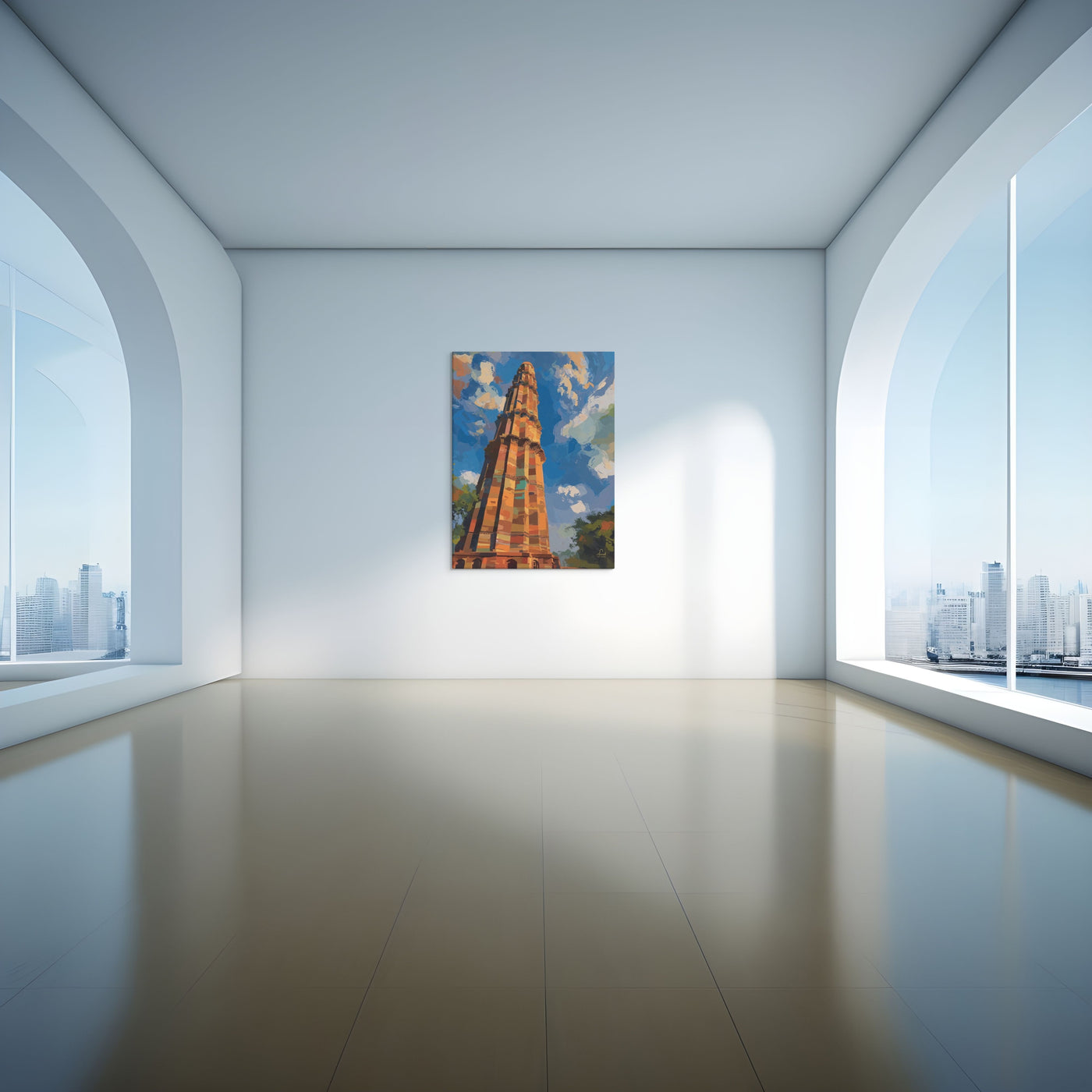 Echoes of Stone – Qutb Minar Mughal Architecture Canvas Wall Art — view 6