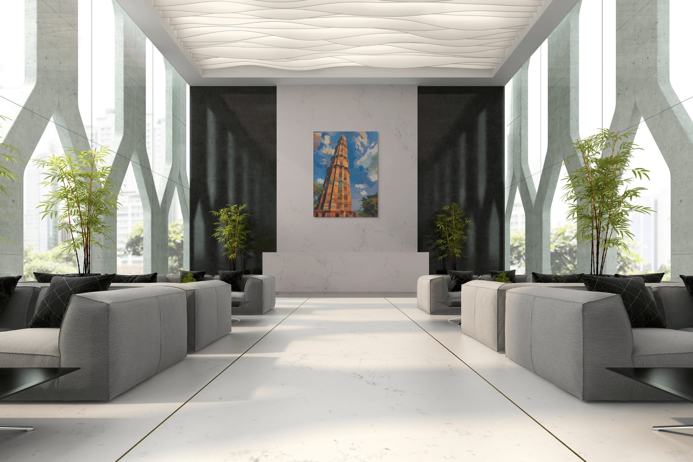 Echoes of Stone – Qutb Minar Mughal Architecture Canvas Wall Art — view 11
