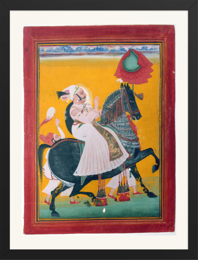 Rawat Ragho Das of Deogarh on Horseback — Restored Rajput Wall Art — view 9