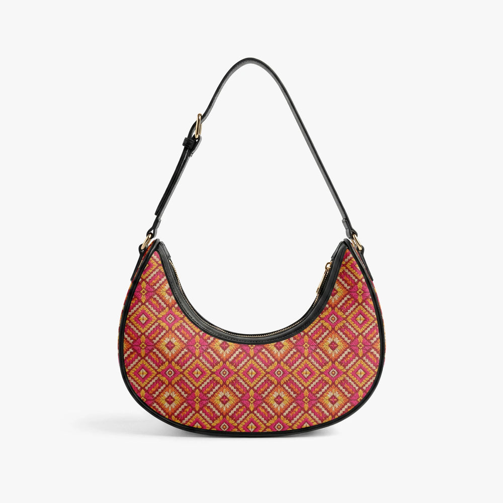 Phulkari — Saffron & Red Crescent Shoulder Bag — view 5