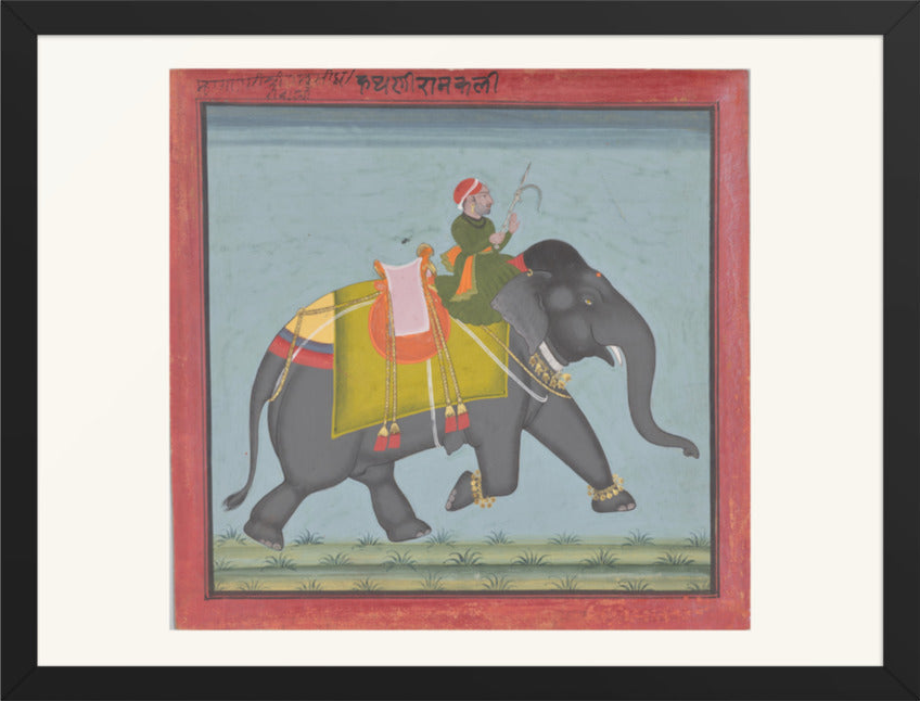The Royal Elephant Ramkali with a Mahout — Restored Rajput Wall Art — view 9
