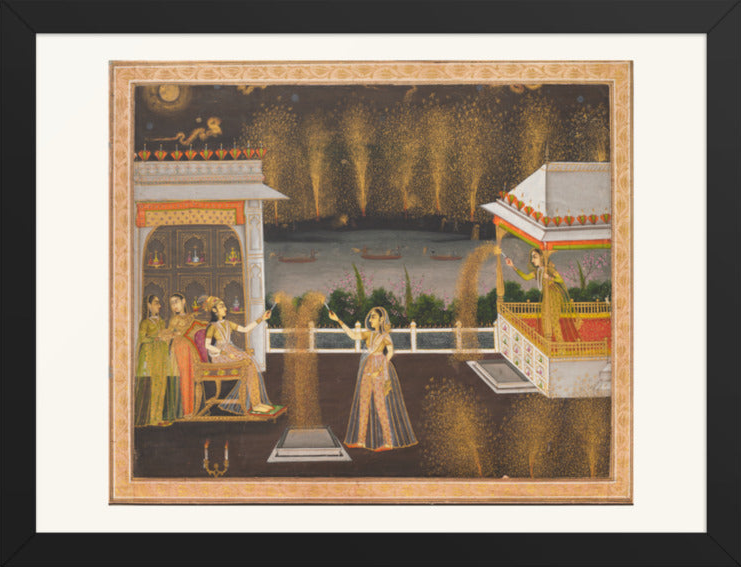 Royal Women Celebrating Diwali — Restored Indian Wall Art — view 8
