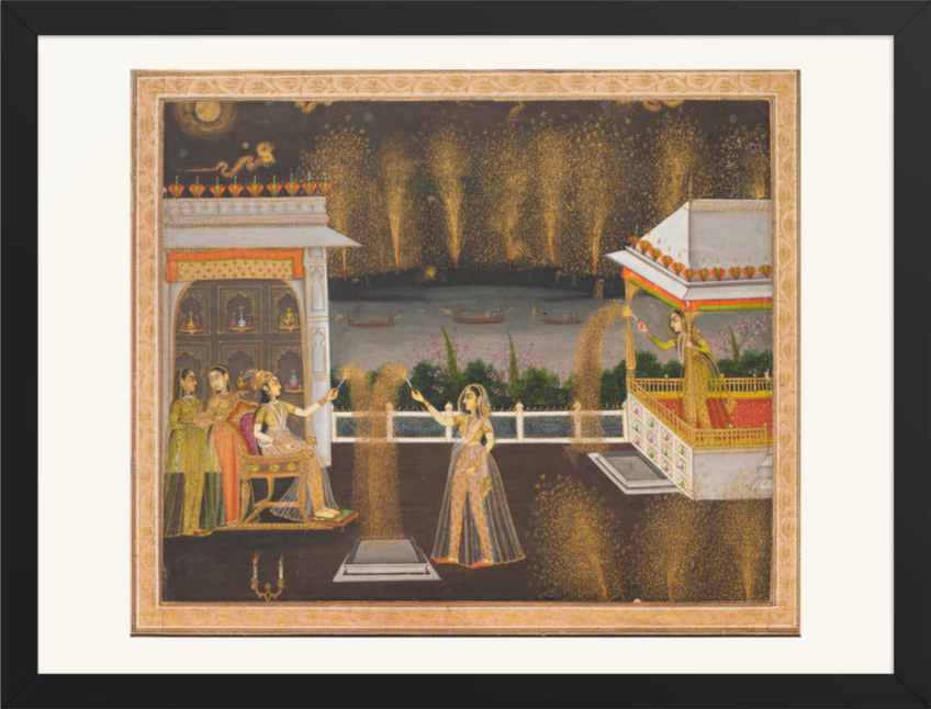 Royal Women Celebrating Diwali — Restored Indian Wall Art — view 9