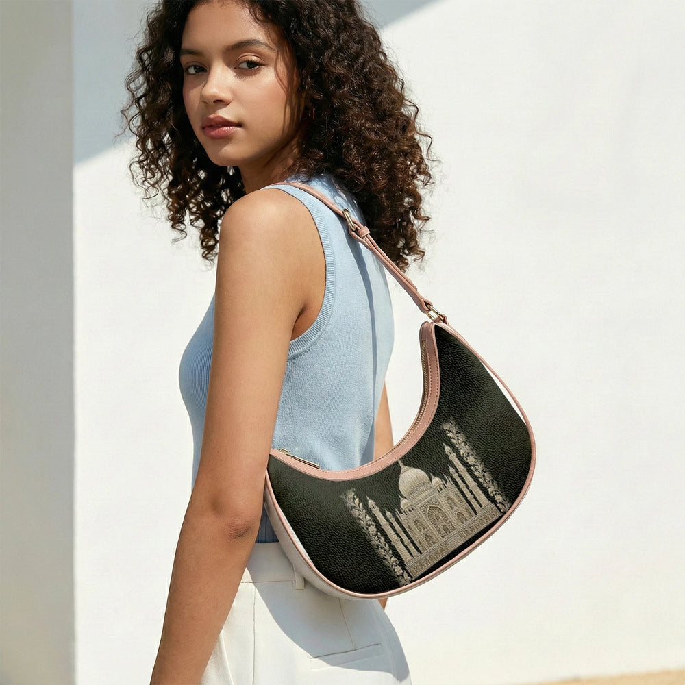 Taj Mahal — Black & Gold Crescent Shoulder Bag — view 14