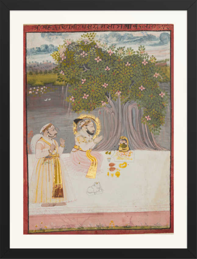 Maharana Sangram Singh II under a Banyan Tree — Restored Rajput Wall Art — view 9