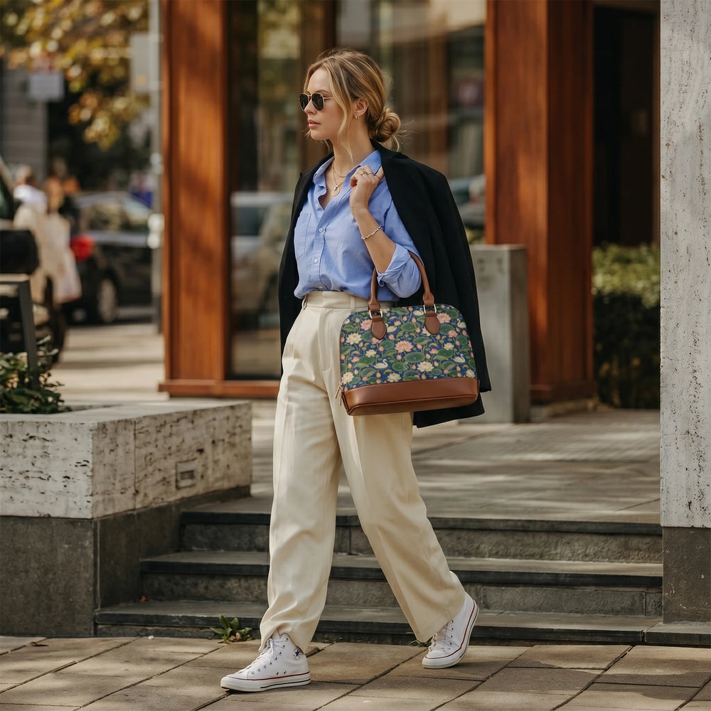 Kamal Talai — Lotus Pond Navy Dome Handbag — view 8