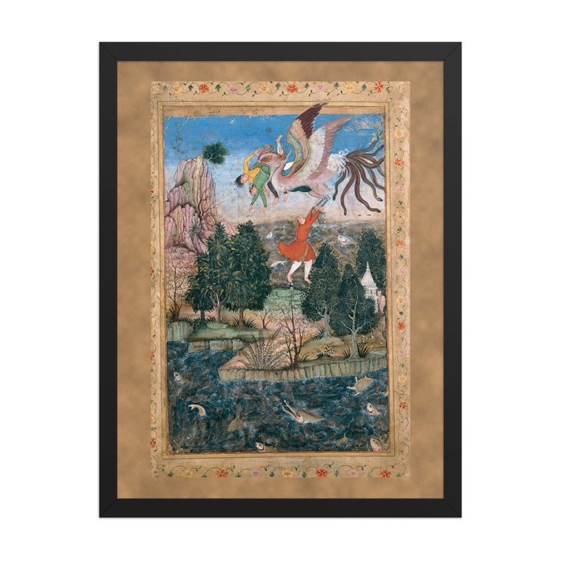 The Flight of the Simurgh by Basawan | Restored Mughal Wall Art