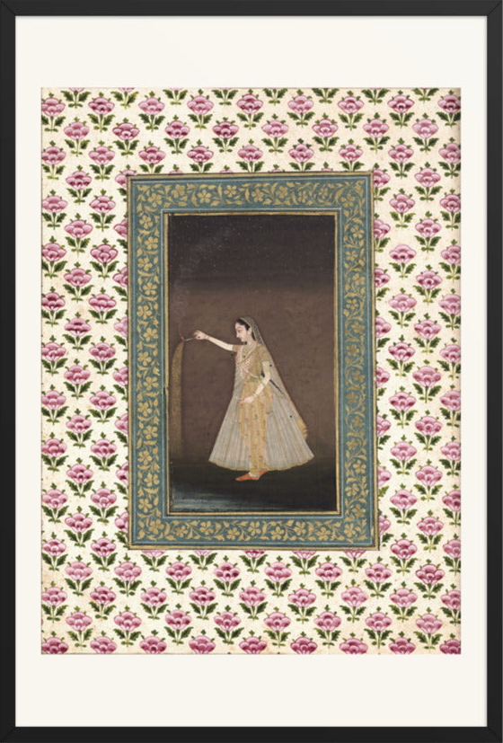 Lady Holding a Sparkler — Mughal Album Folio | Restored Mughal Wall Art — view 17