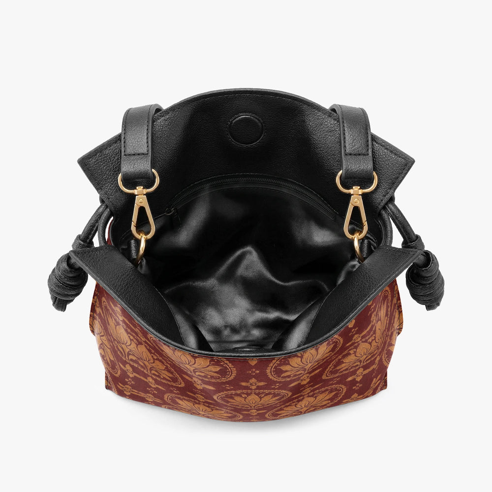 Bagru Lotus — Madder Red Drawstring Pouch Bag — view 6