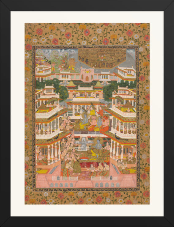 A Tiered Court Scene, by Chitarman II — Restored Mughal Wall Art — view 8