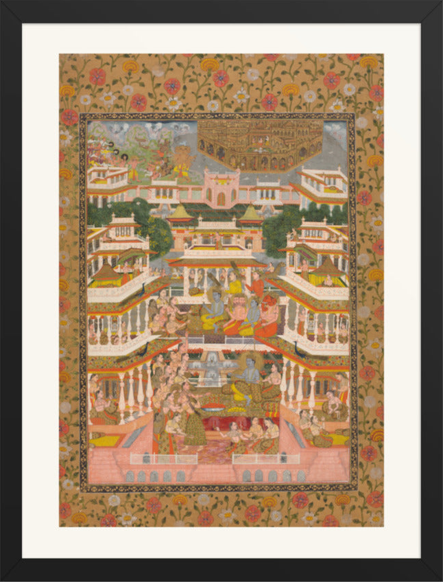 A Tiered Court Scene, by Chitarman II — Restored Mughal Wall Art — view 9