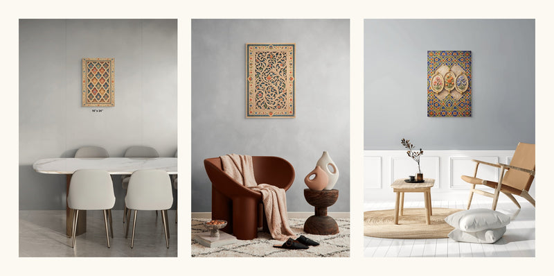 The Mughal Trio — Rolled Canvas Set of Three (16″ × 24″)