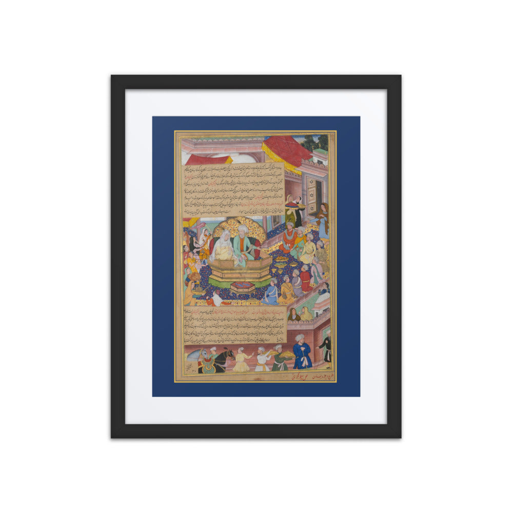 Tumanba Khan, His Wife, and His Nine Sons | Restored Mughal Wall Art — view 1