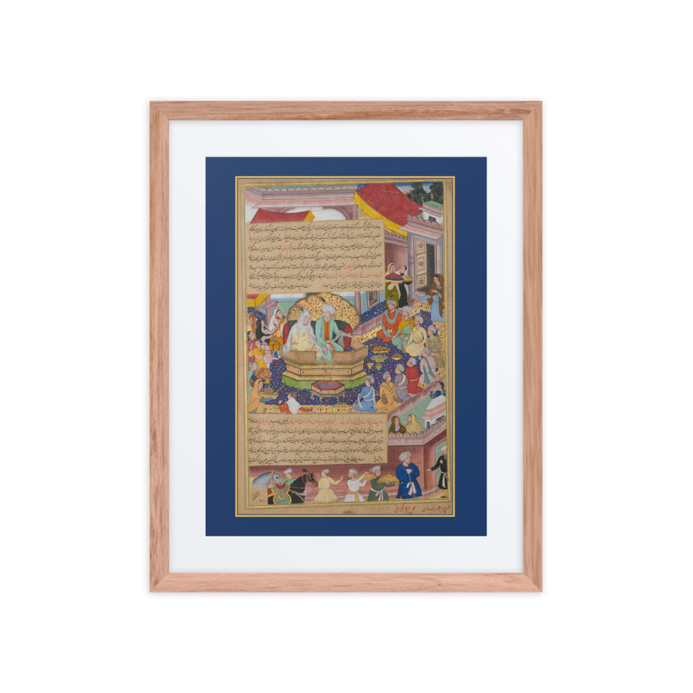 Tumanba Khan, His Wife, and His Nine Sons | Restored Mughal Wall Art — view 2