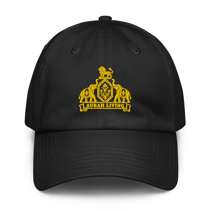 Aurah Living Crest Dad Hat — Gold Embroidery
