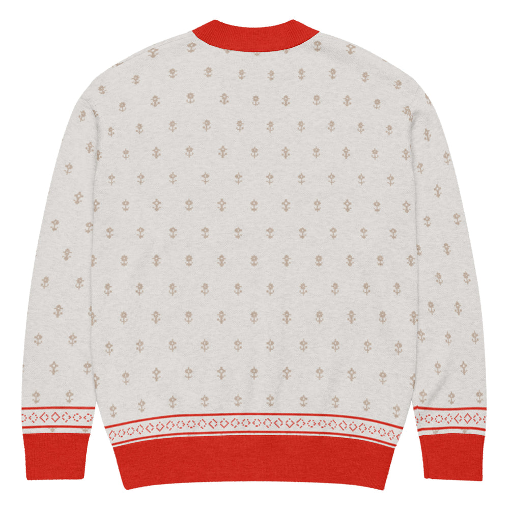 Shah Shuja — Ivory Buti Jacquard Knit Cardigan — view 16