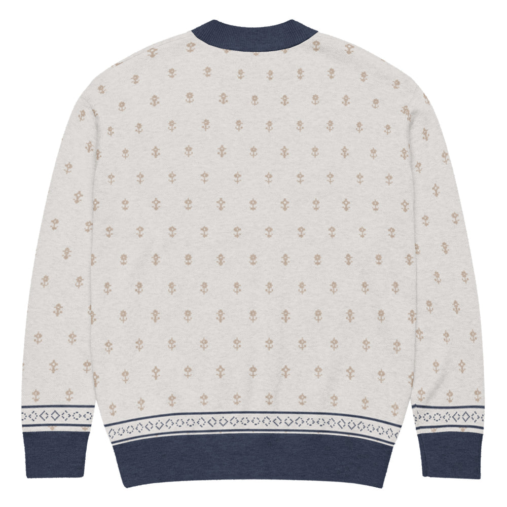 Shah Shuja — Ivory Buti Jacquard Knit Cardigan — view 23