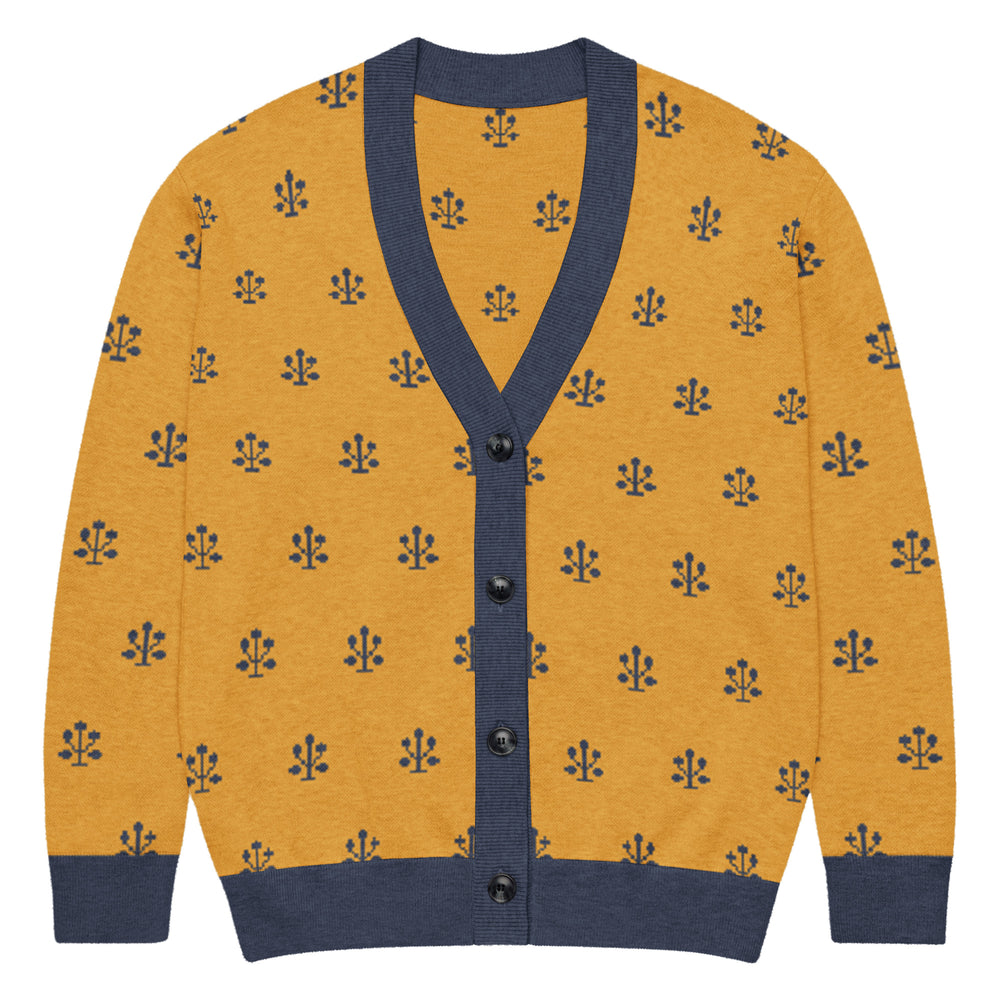 Jahangir — Saffron Buti Jacquard Knit Cardigan — view 19