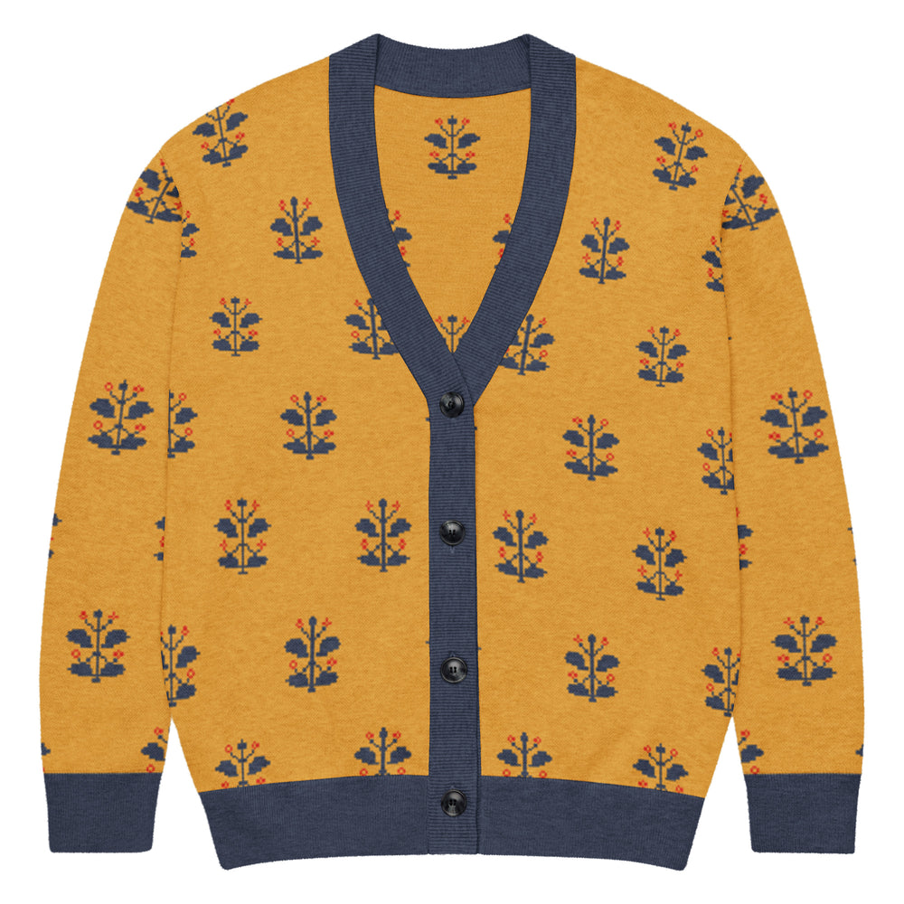 Gold Coat — Mughal Garden Jacquard Knit Cardigan — view 14