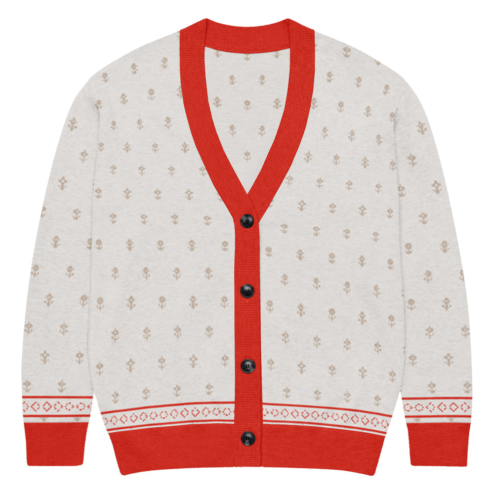 Shah Shuja — Ivory Buti Jacquard Knit Cardigan — view 15