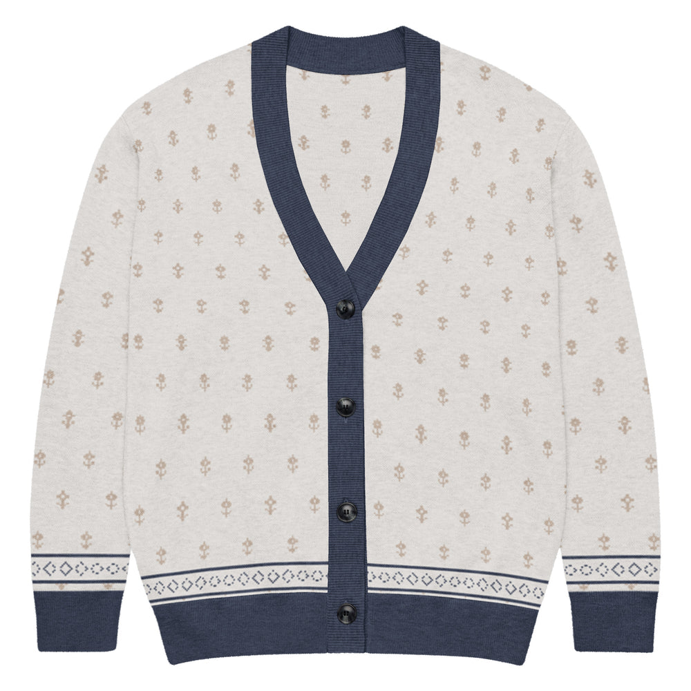 Shah Shuja — Ivory Buti Jacquard Knit Cardigan — view 22