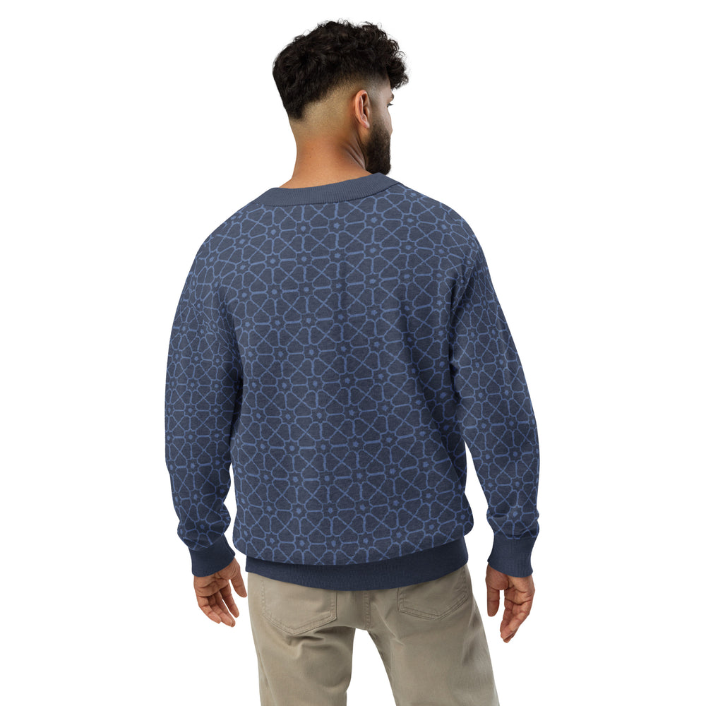 Jali — Mughal Lattice Jacquard Knit Cardigan, Navy — view 12