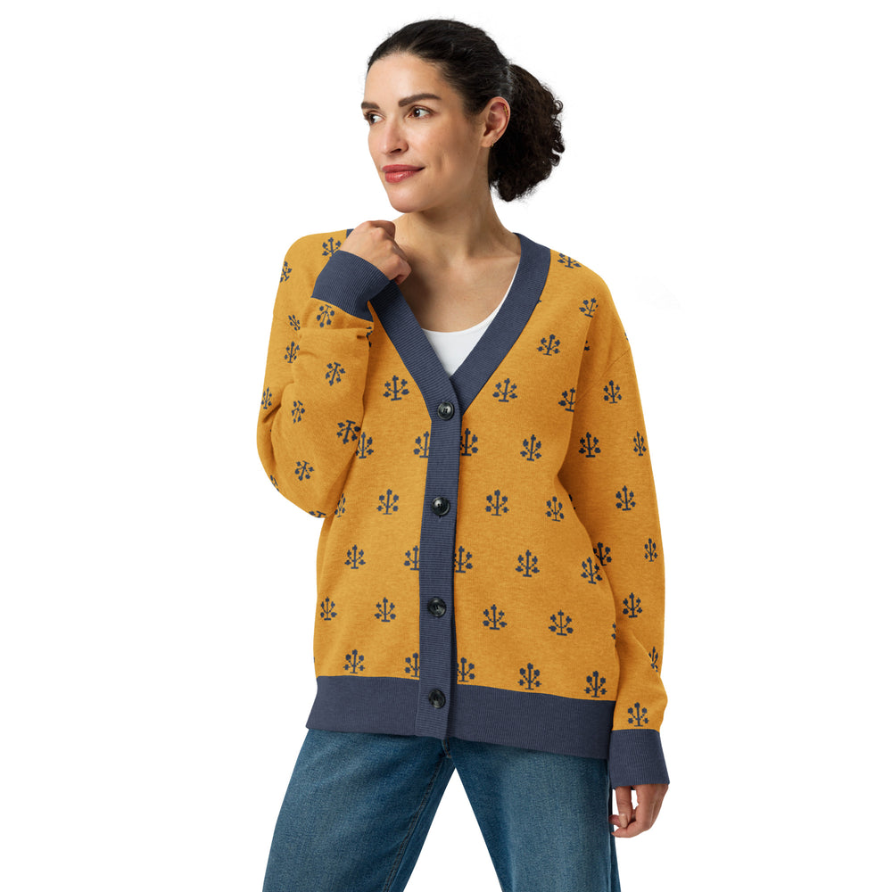 Jahangir — Saffron Buti Jacquard Knit Cardigan — view 23