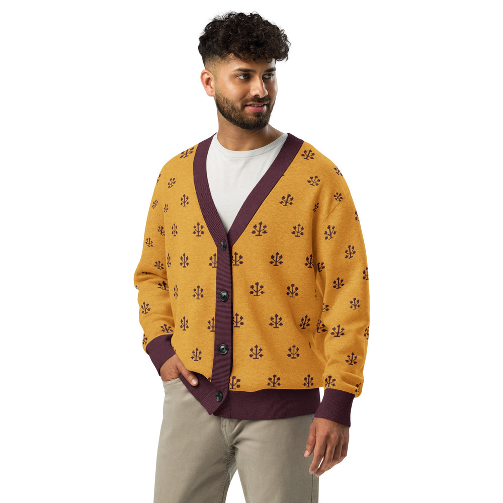 Jahangir — Saffron Buti Jacquard Knit Cardigan — view 28