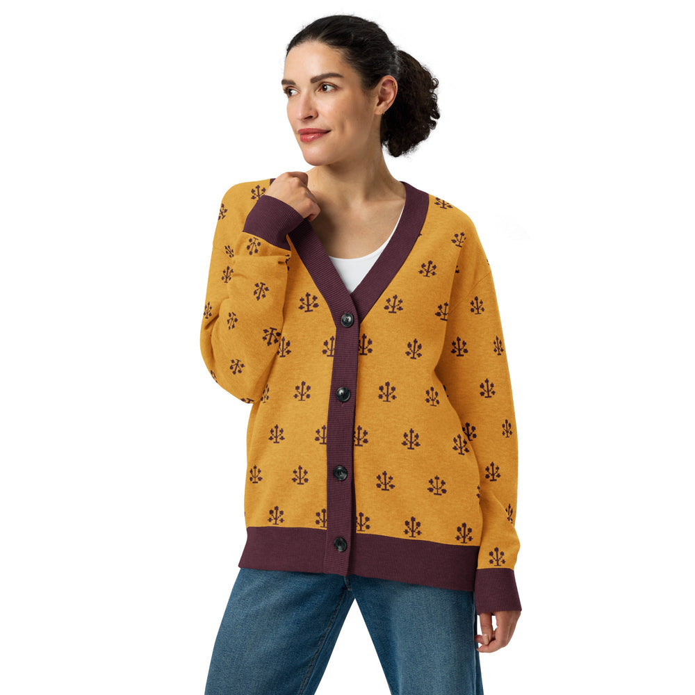 Jahangir — Saffron Buti Jacquard Knit Cardigan — view 30