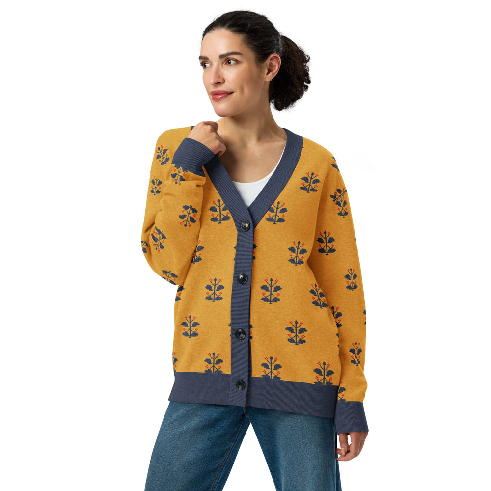 Gold Coat — Mughal Garden Jacquard Knit Cardigan — view 18