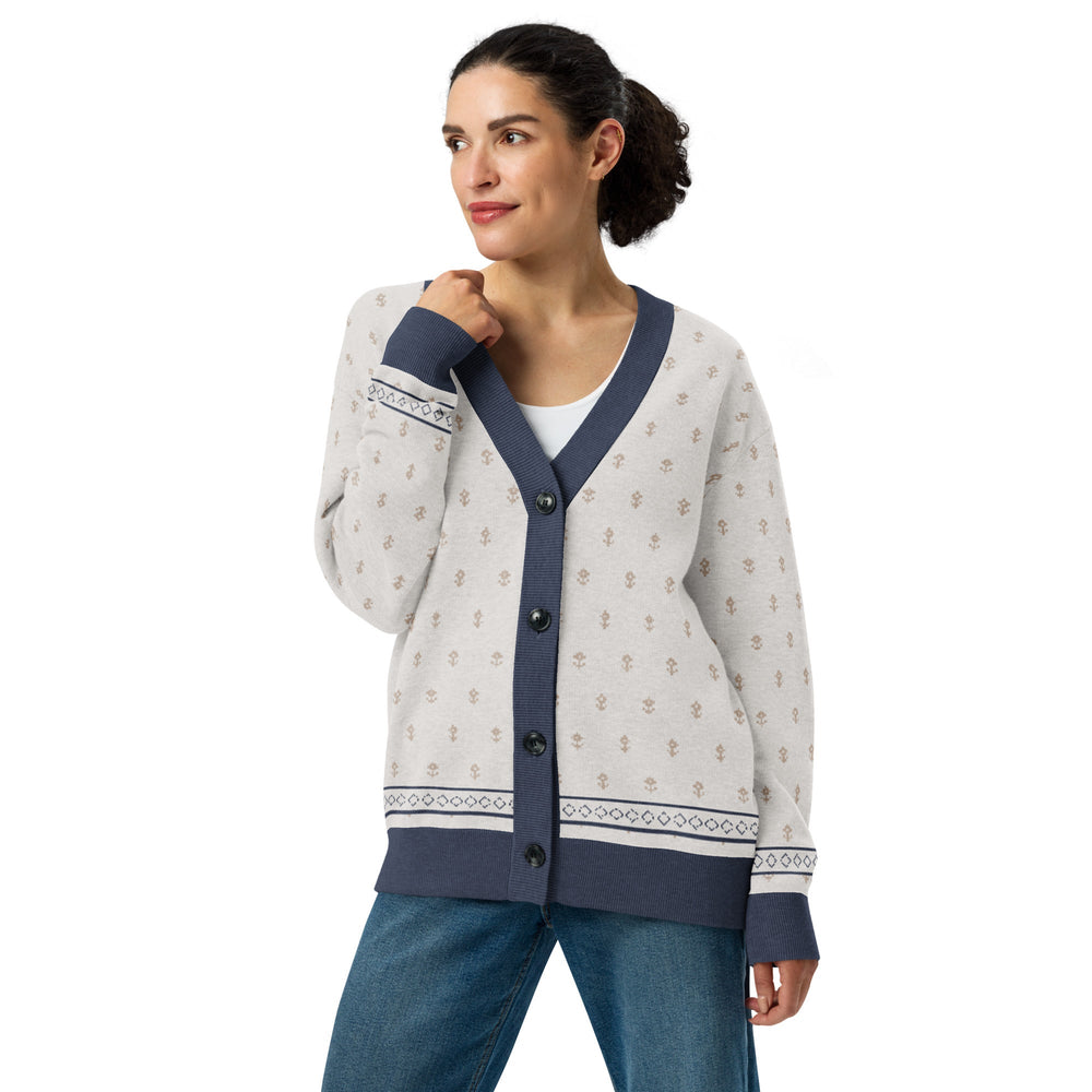 Shah Shuja — Ivory Buti Jacquard Knit Cardigan — view 26