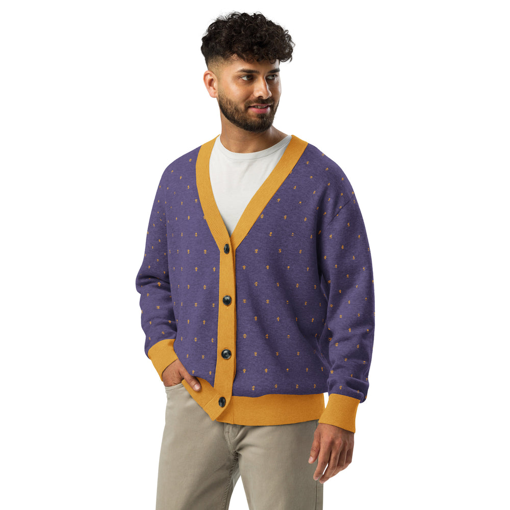Darbar — Violet & Gold Buti Knit Cardigan — view 11