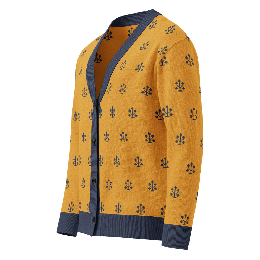 Jahangir — Saffron Buti Jacquard Knit Cardigan — view 13