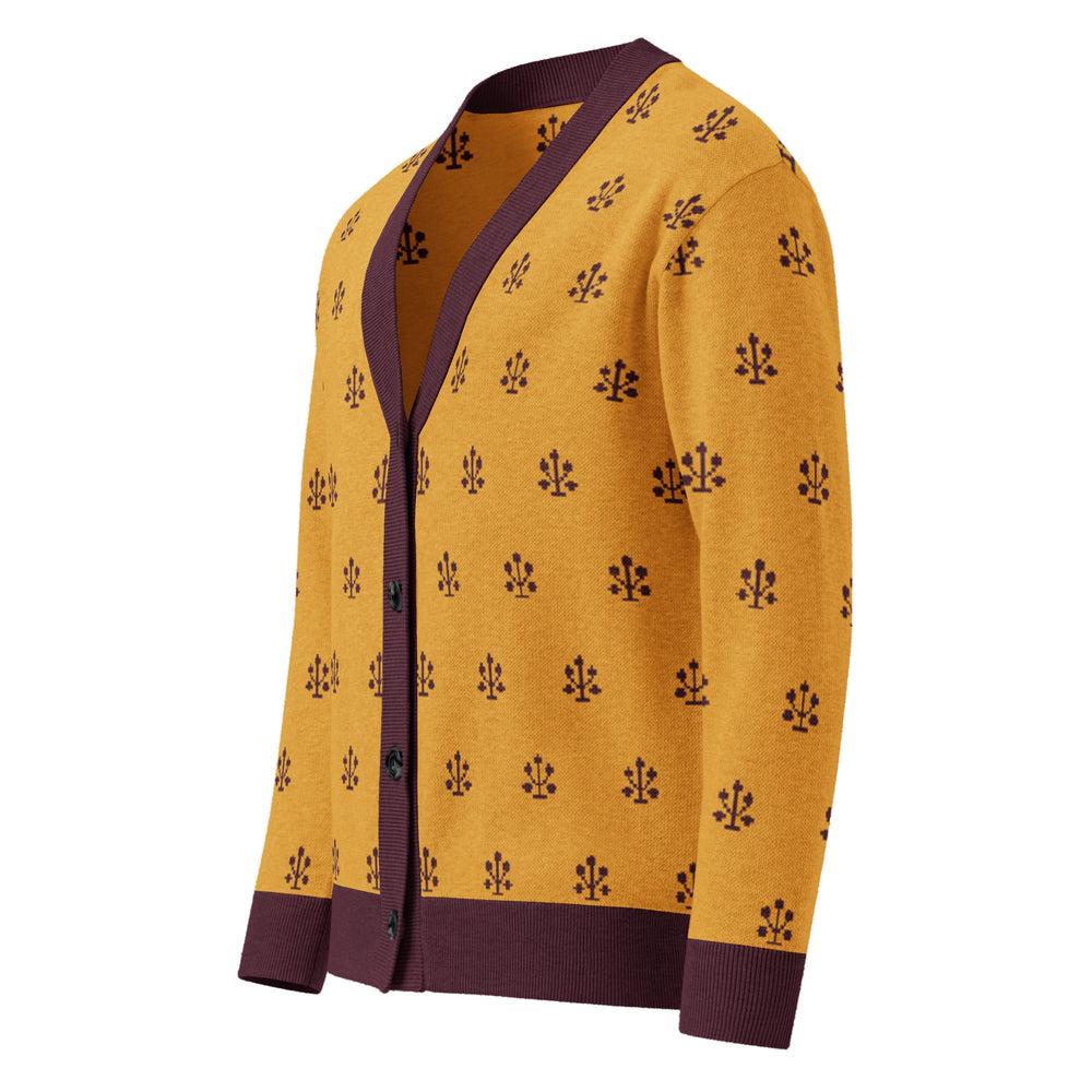 Jahangir — Saffron Buti Jacquard Knit Cardigan — view 24