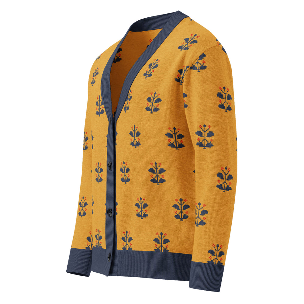 Gold Coat — Mughal Garden Jacquard Knit Cardigan — view 8
