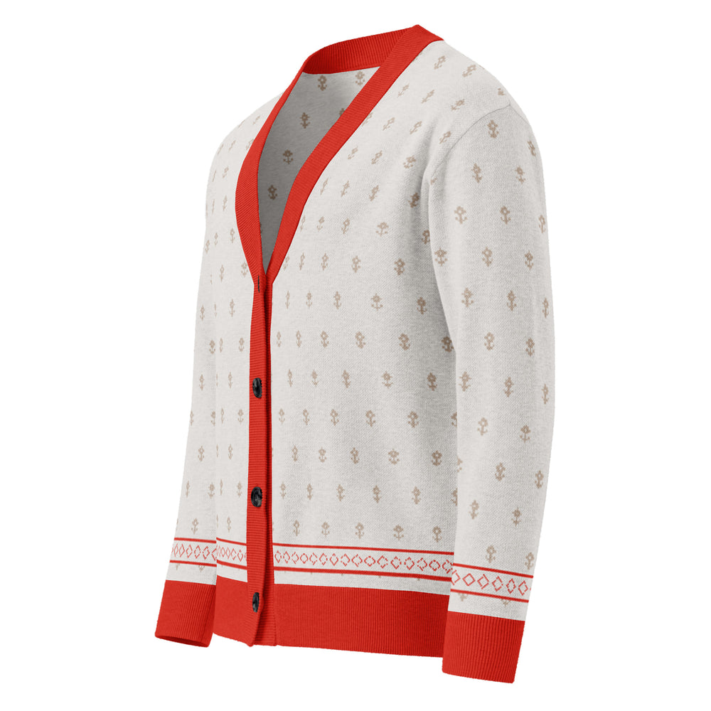 Shah Shuja — Ivory Buti Jacquard Knit Cardigan — view 9