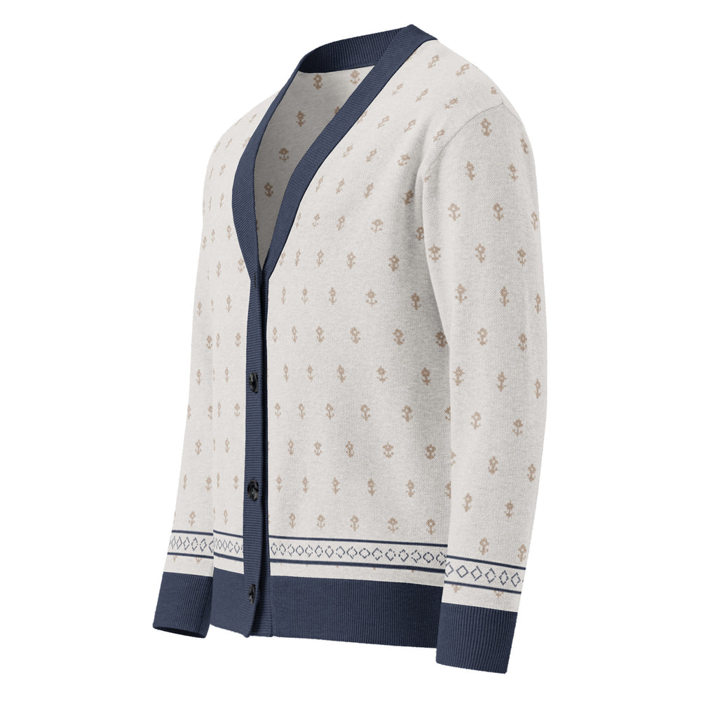 Shah Shuja — Ivory Buti Jacquard Knit Cardigan — view 20