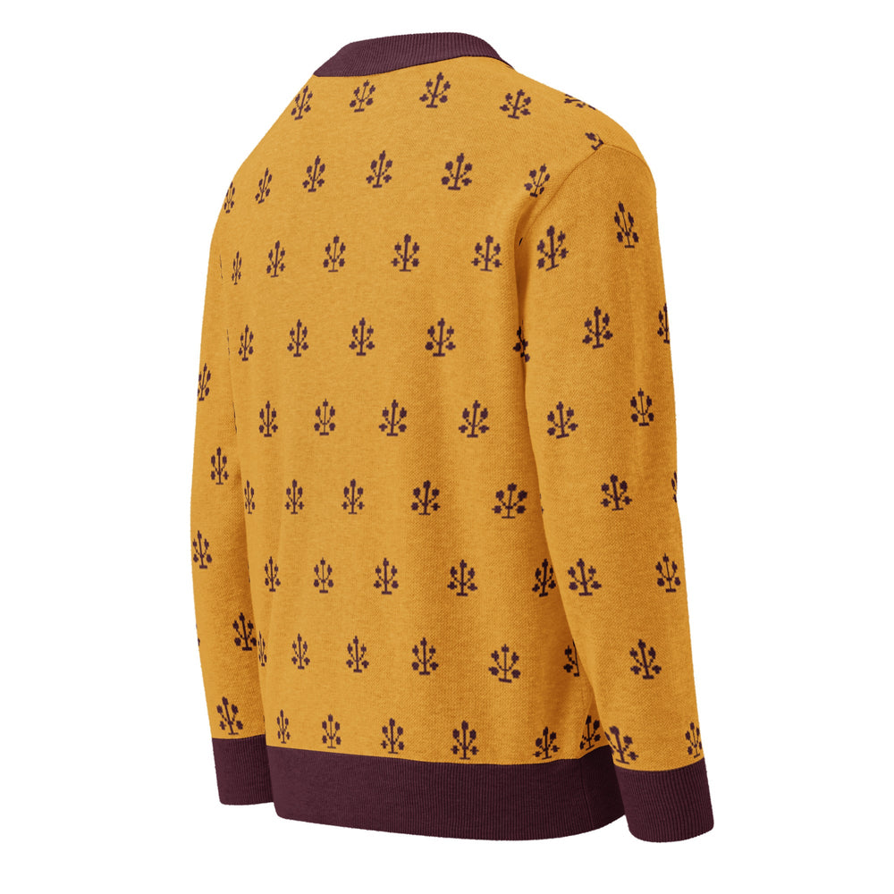 Jahangir — Saffron Buti Jacquard Knit Cardigan — view 25
