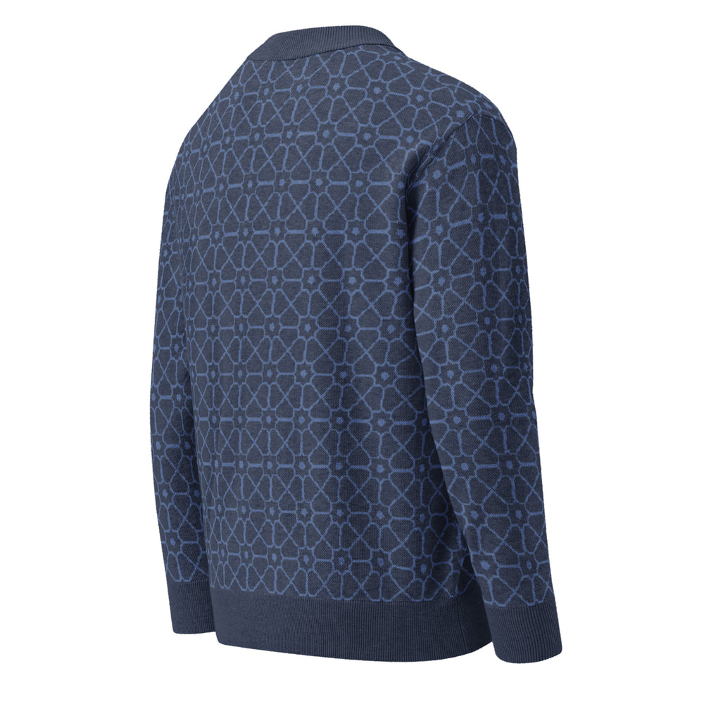 Jali — Mughal Lattice Jacquard Knit Cardigan, Navy — view 8