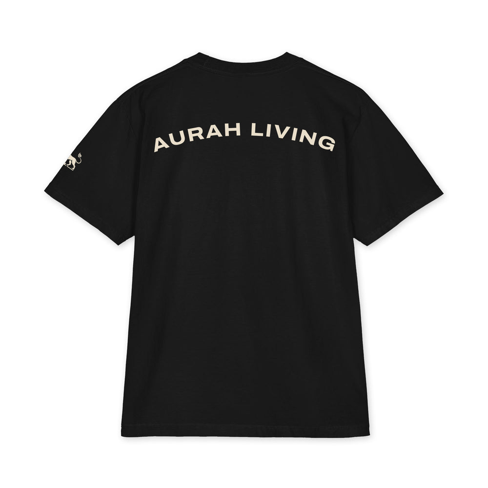 Aurah Living Crest Tee — Heavyweight Oversized, Black — view 2