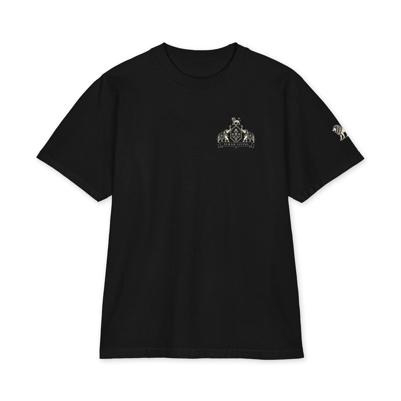 Aurah Living Crest Tee — Heavyweight Oversized, Black