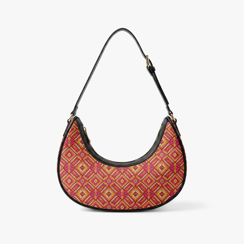 Phulkari — Saffron & Red Crescent Shoulder Bag